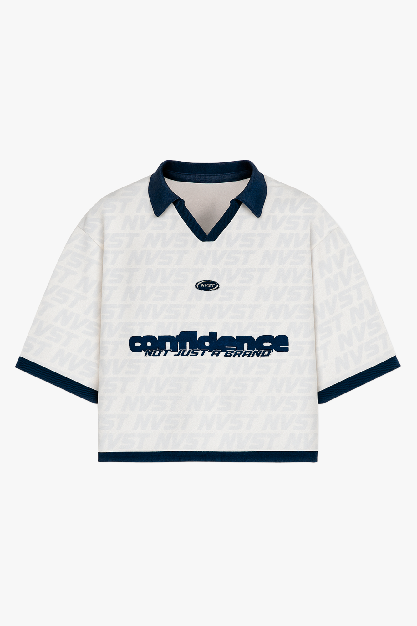 WHITE CROPPED POLO SHIRT - DON' AIRE BY NVST®