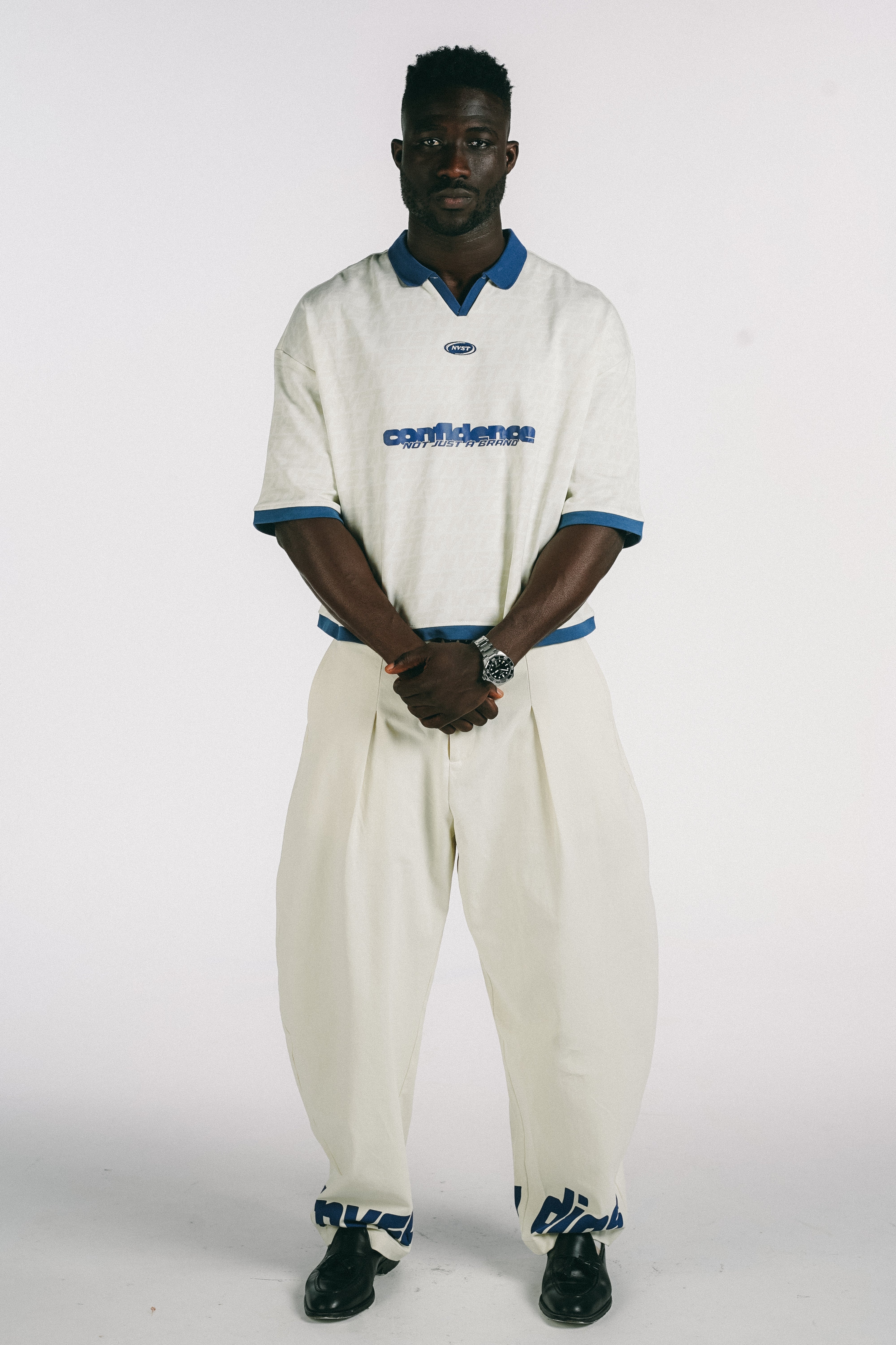 WHITE CROPPED POLO SHIRT - DON' AIRE BY NVST®