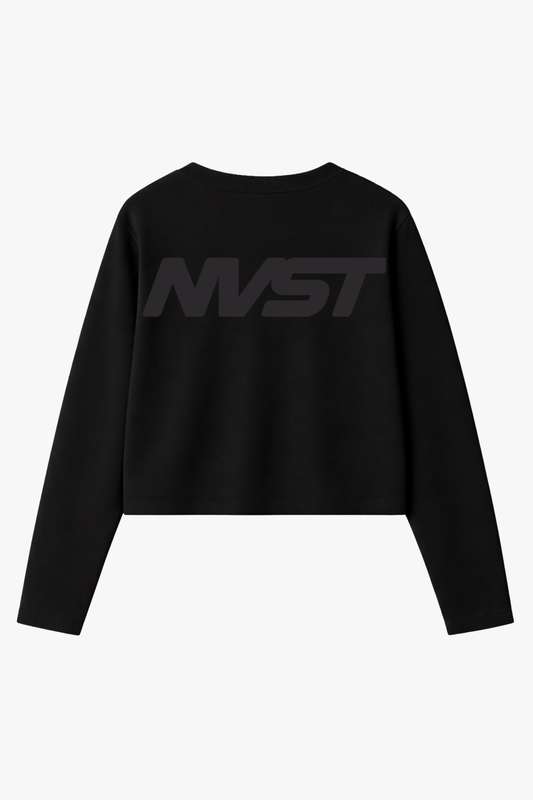 BLACK LONGSLEEVE CROPPED FIT CONFIDENCE
