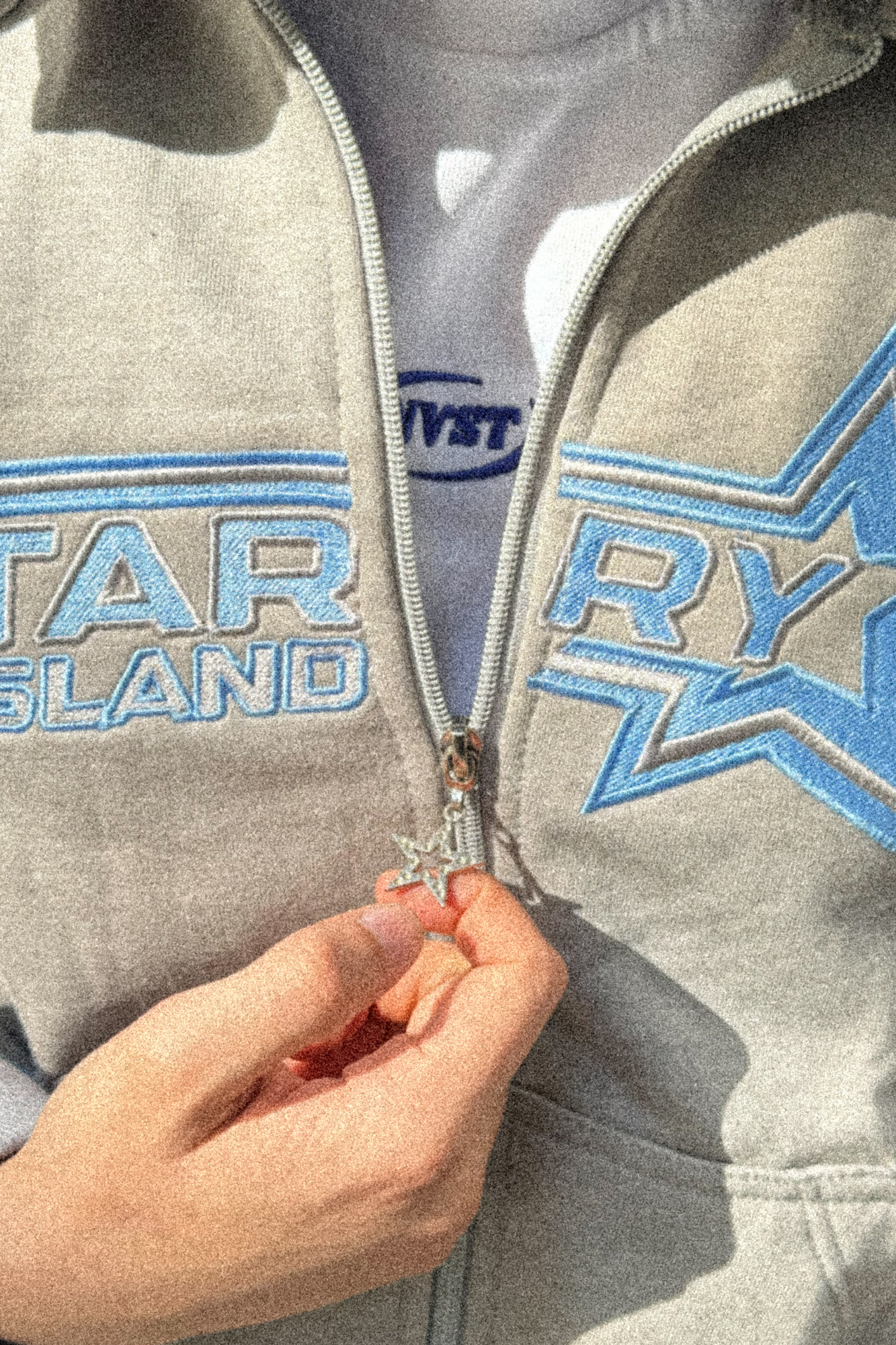 STARRY ZIPPER HOODIE GREY