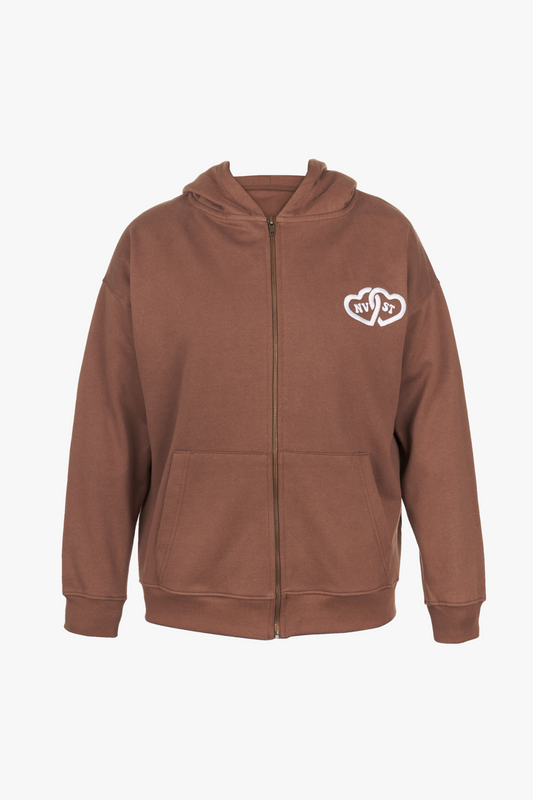 SPACE LOVE BROWN ZIP HOODIE