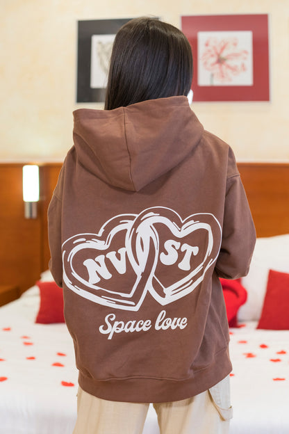 SPACE LOVE BROWN ZIP HOODIE