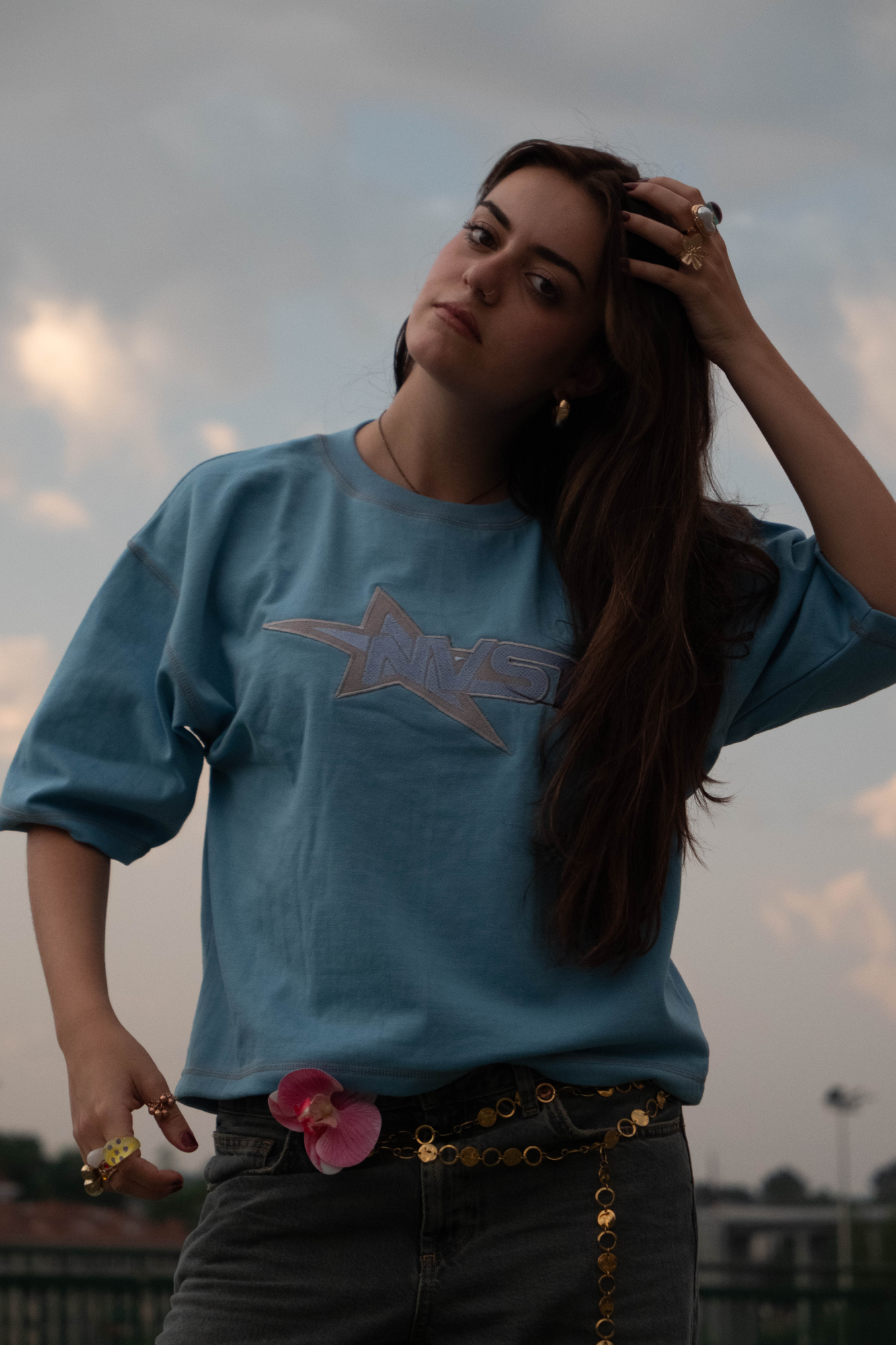 SHINING STAR TEE LIGHT BLUE