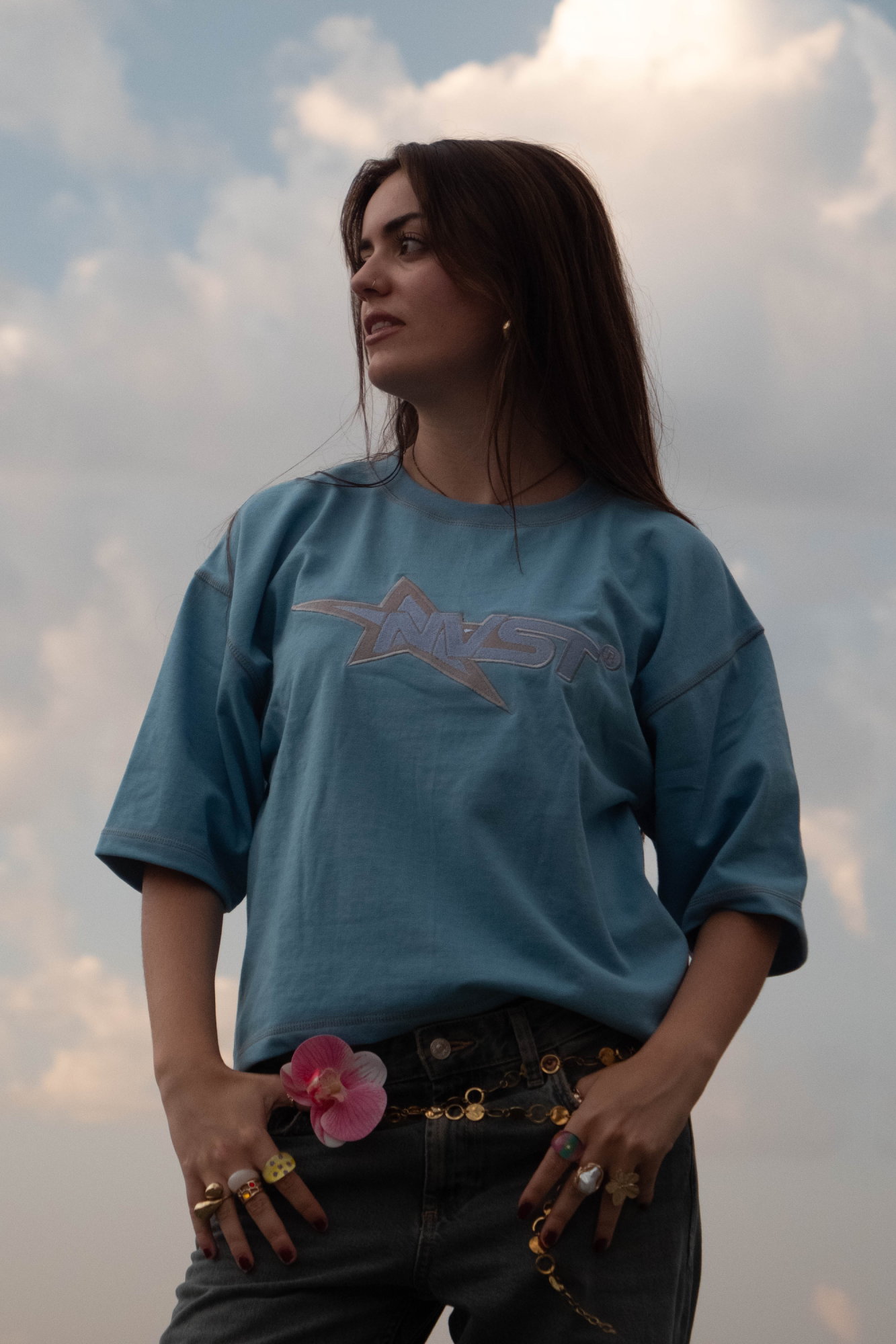 SHINING STAR TEE LIGHT BLUE