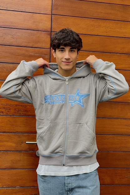 STARRY ZIPPER HOODIE GREY